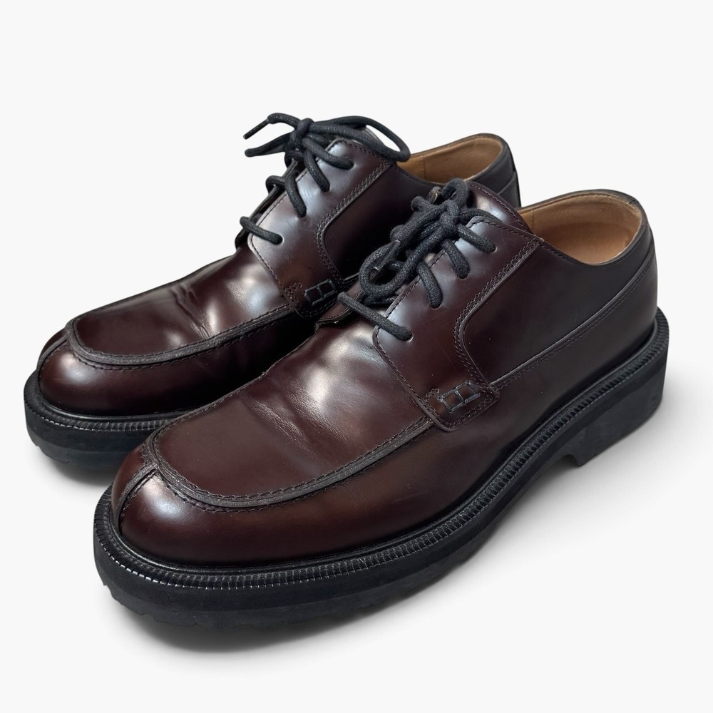 Dries Van Noten Mens Moc Toe Derby Dress Shoes Size 42 Burgundy Leather Designer